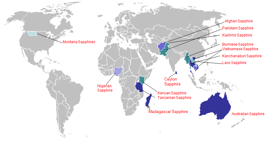 蓝宝石有哪些著名的产地（克什米尔、缅甸、斯里兰卡、马达加斯加)